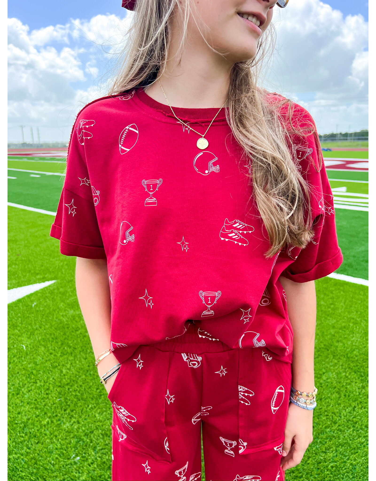 Wine Football Icon Print Tee