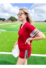 Maroon Sequin Detail Lauren Shorts