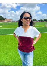 Maroon & White Sequin Diane Top