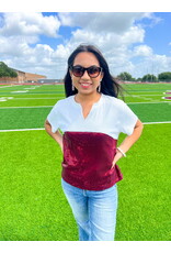 Maroon & White Sequin Diane Top