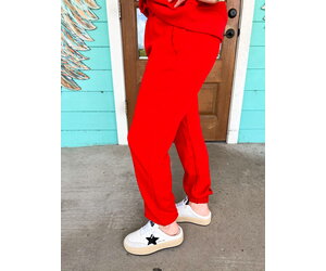 Red jogger pants outfit sale