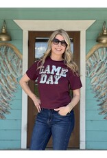 Silver Sequin GameDay on Maroon Tee