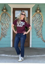 Silver Sequin GameDay on Maroon Tee