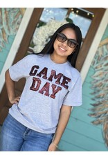 Maroon Sequin GameDay on Grey Tee