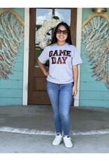 Maroon Sequin GameDay on Grey Tee