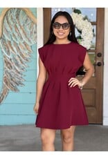 Maroon Pintuck Waist Dress