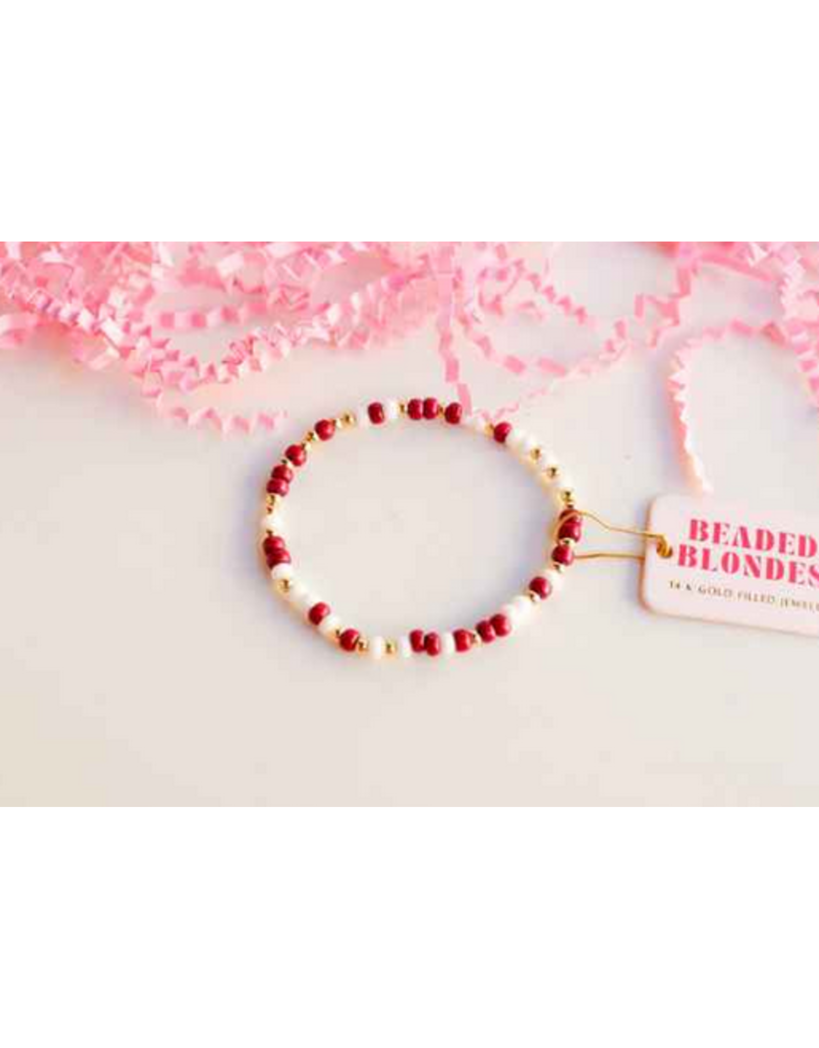 beaded blondes Beaded Blondes Maroon & White Sprinkle Bracelet