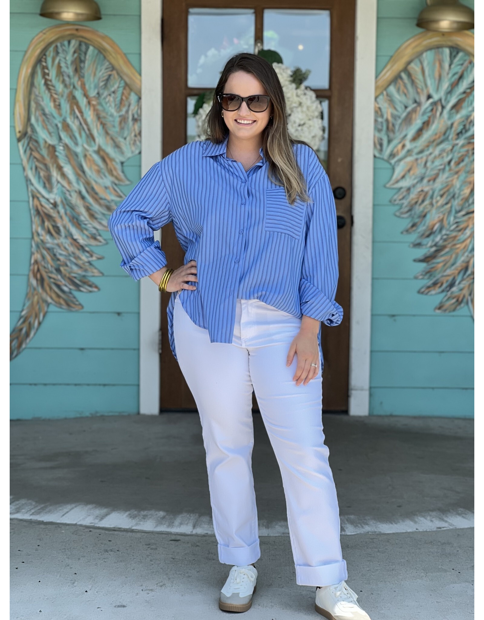 Blue Striped Button Up Shirt