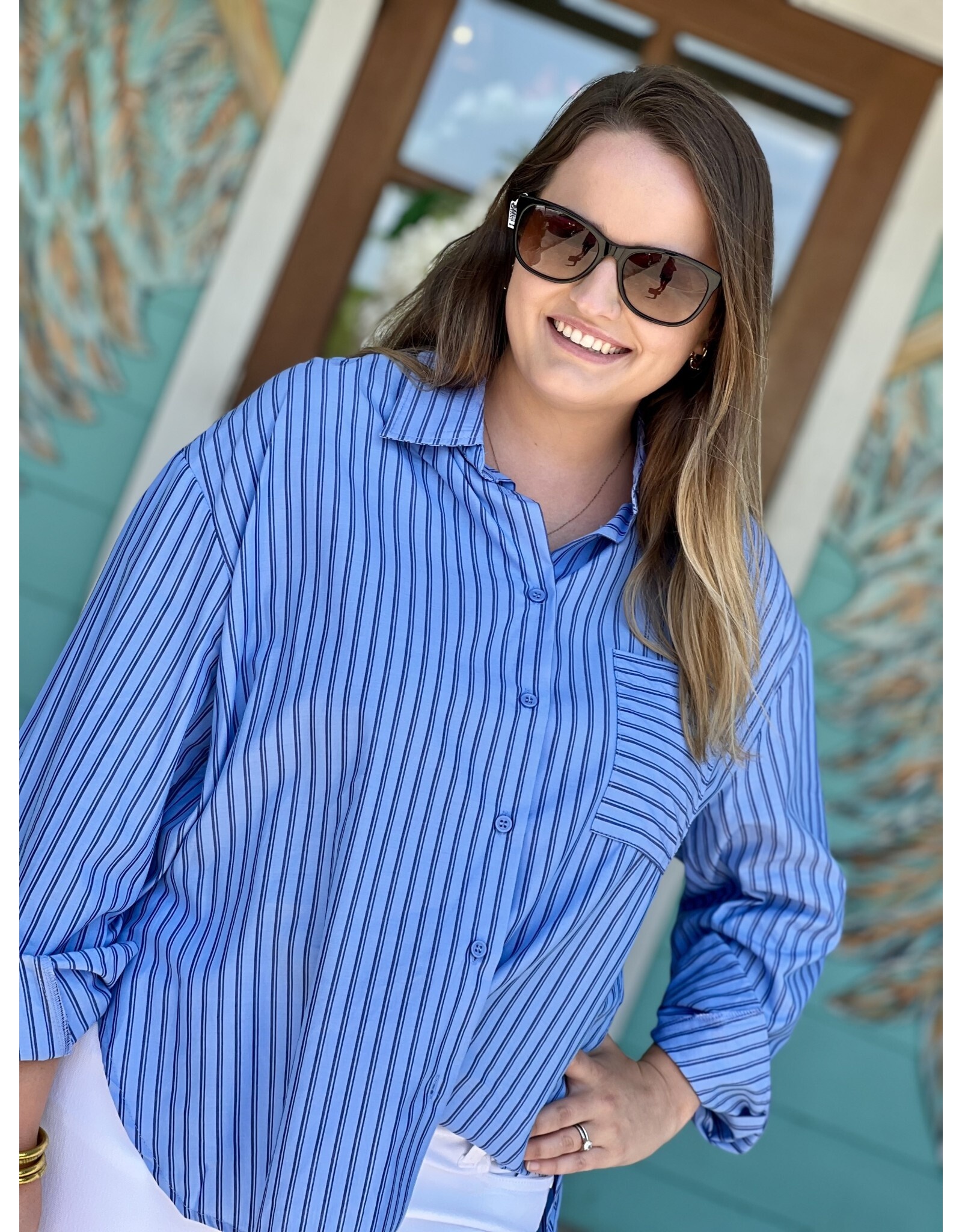 Blue Striped Button Up Shirt