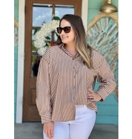 Cocoa & White Striped Button Up Shirt