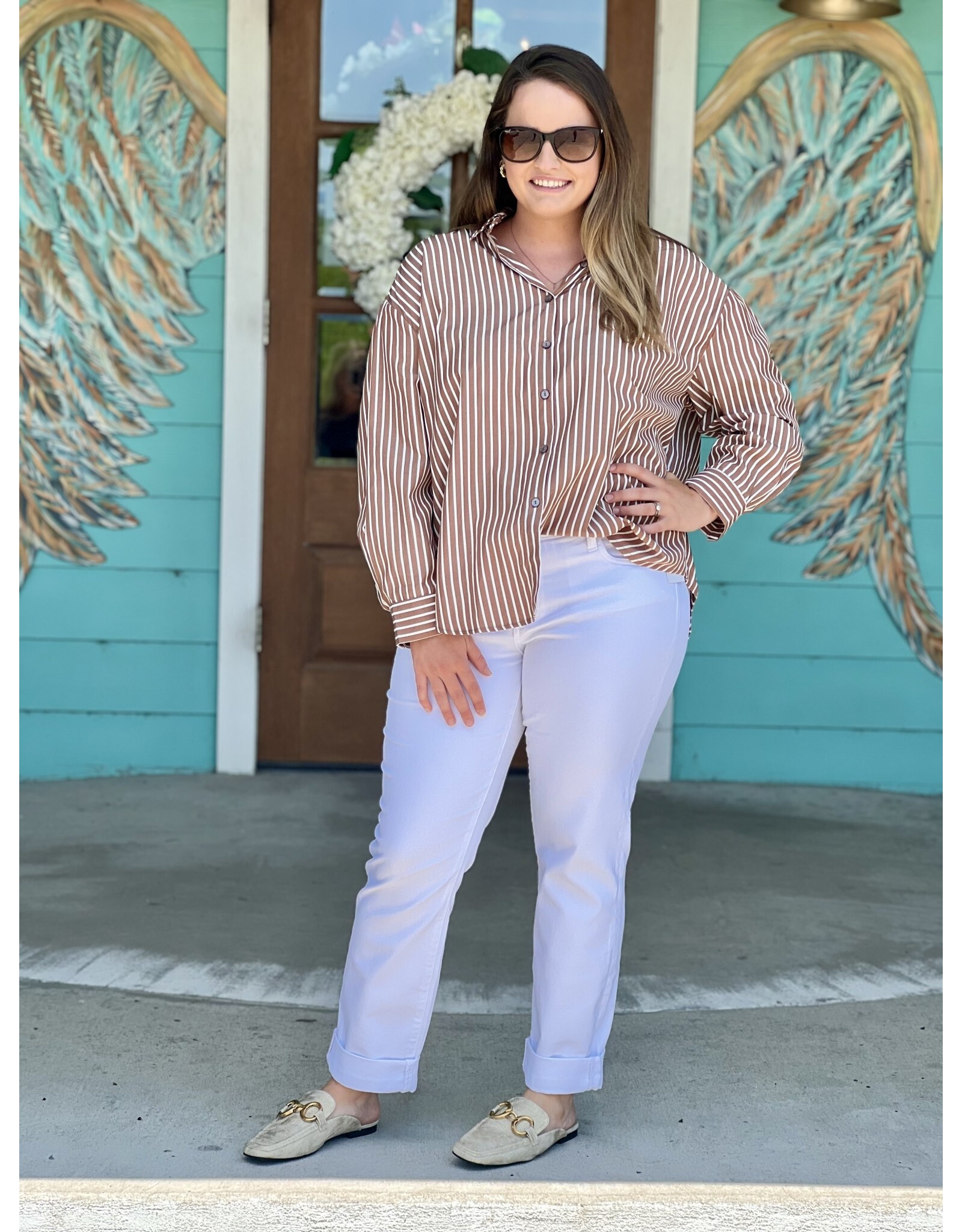 Cocoa & White Striped Button Up Shirt