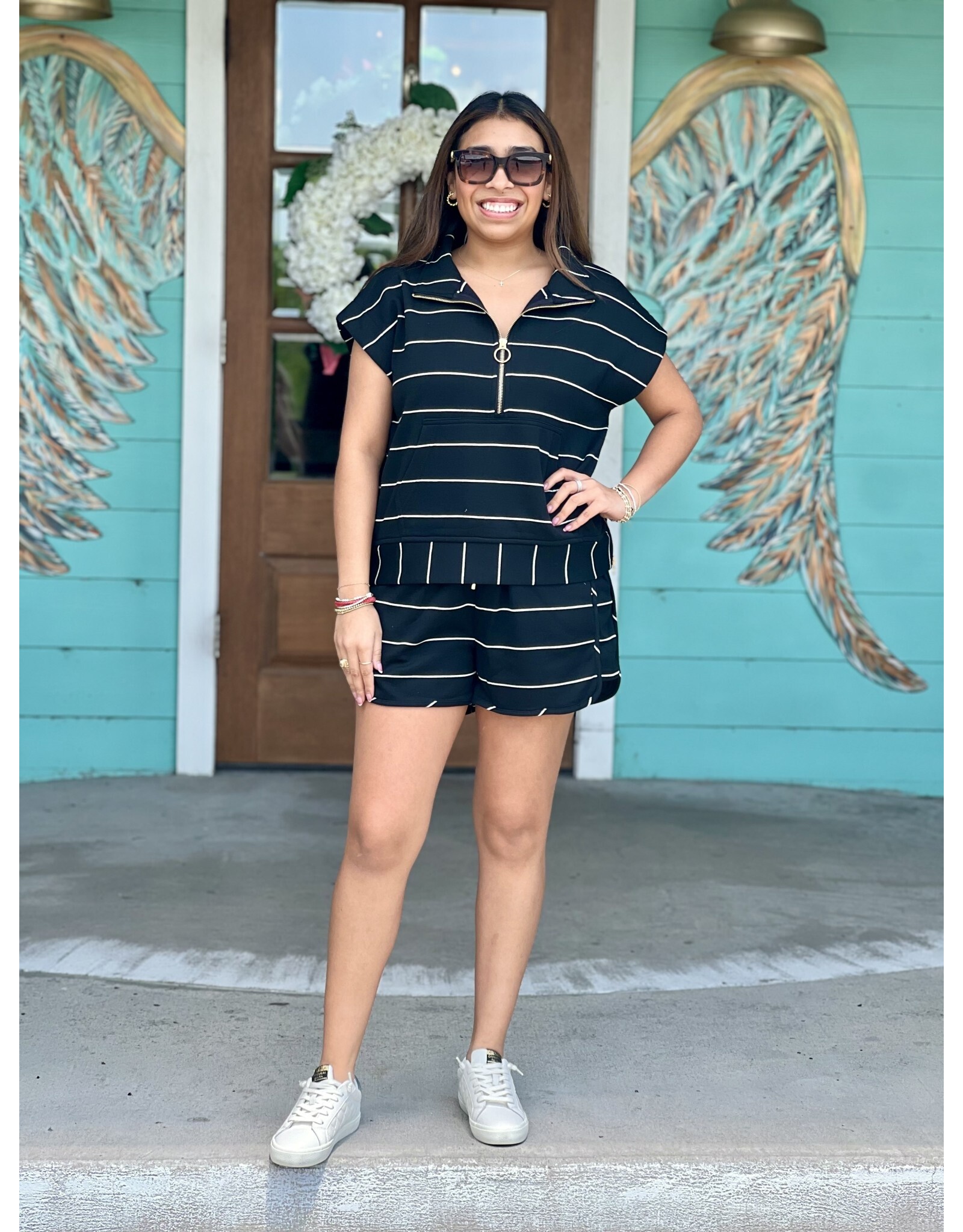 Black & White Striped Shorts