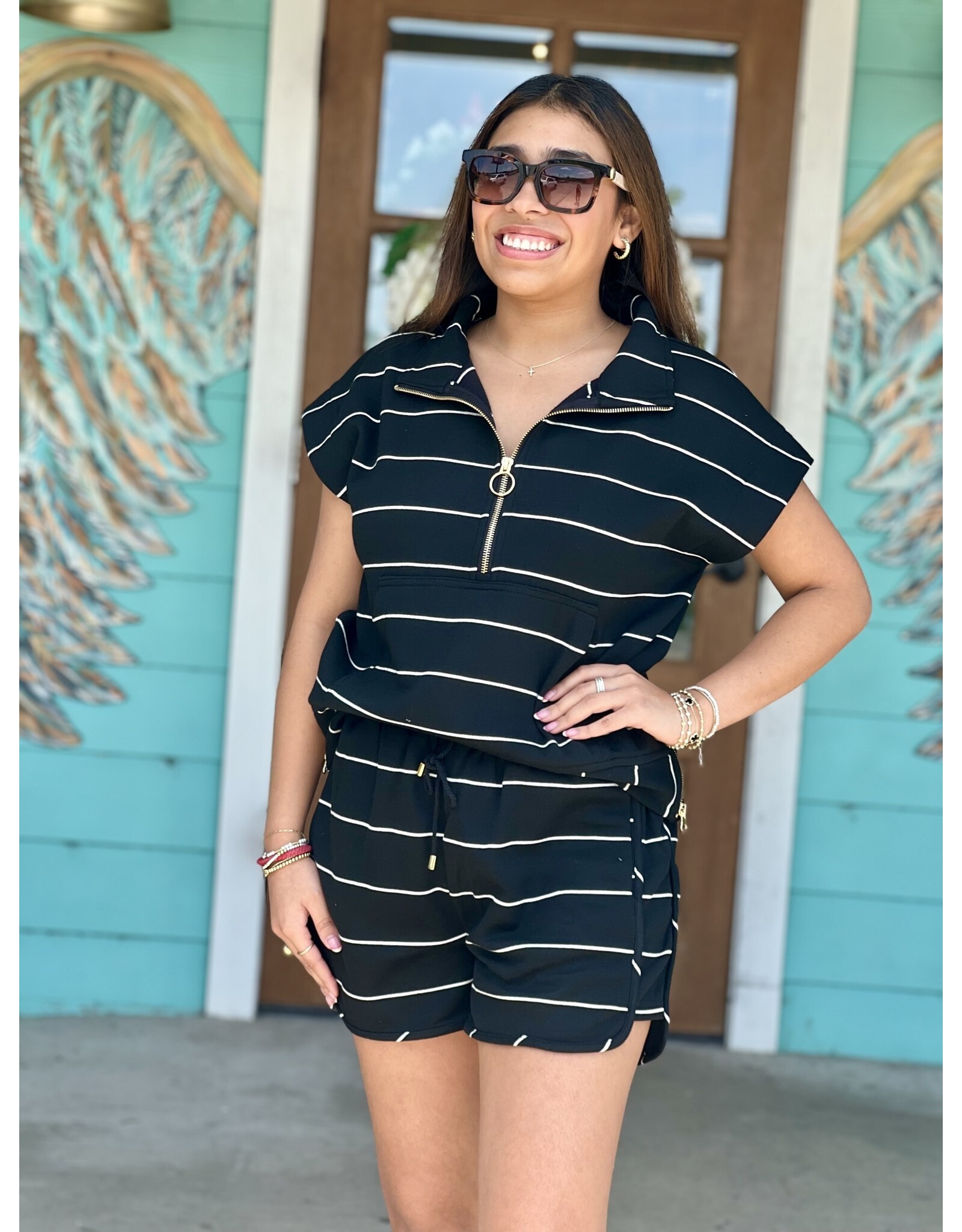 Black & White Striped Shorts