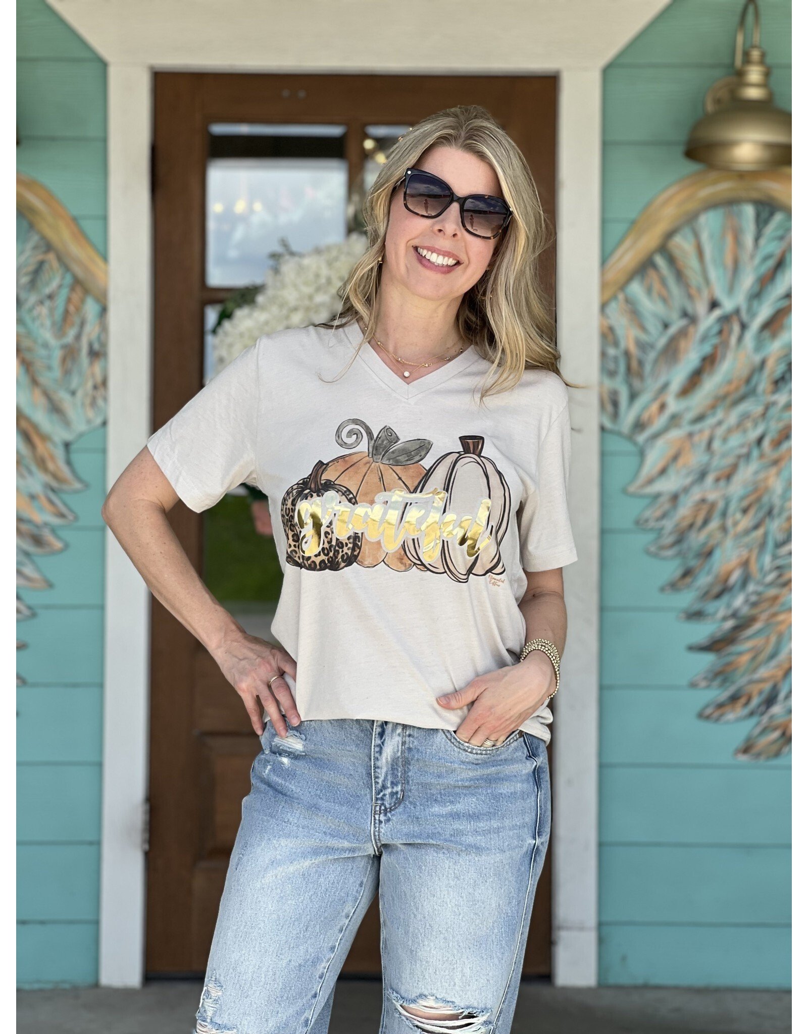 Foil Grateful Pumpkin Trio Tee