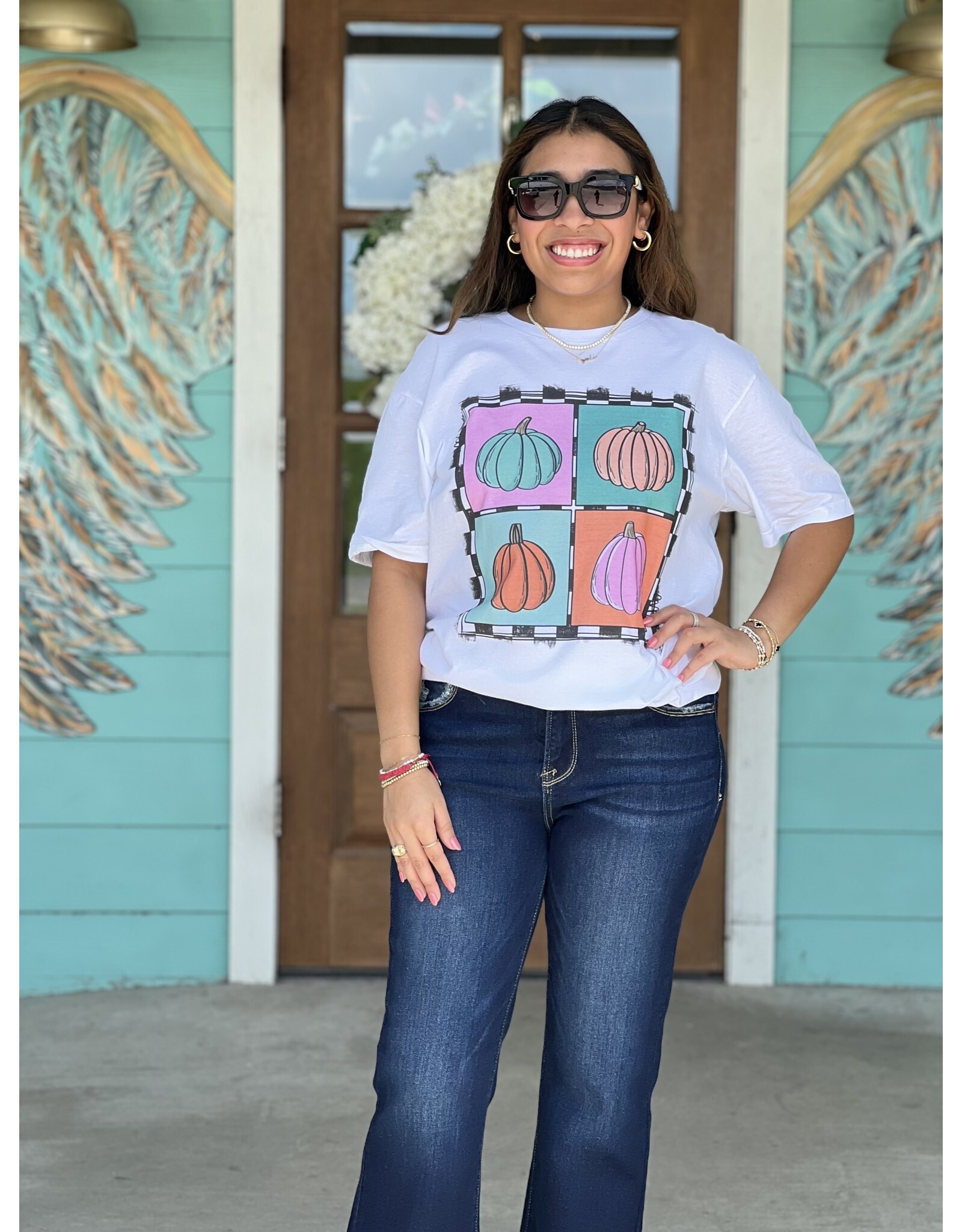 Checkered Square Pumpkin Tee