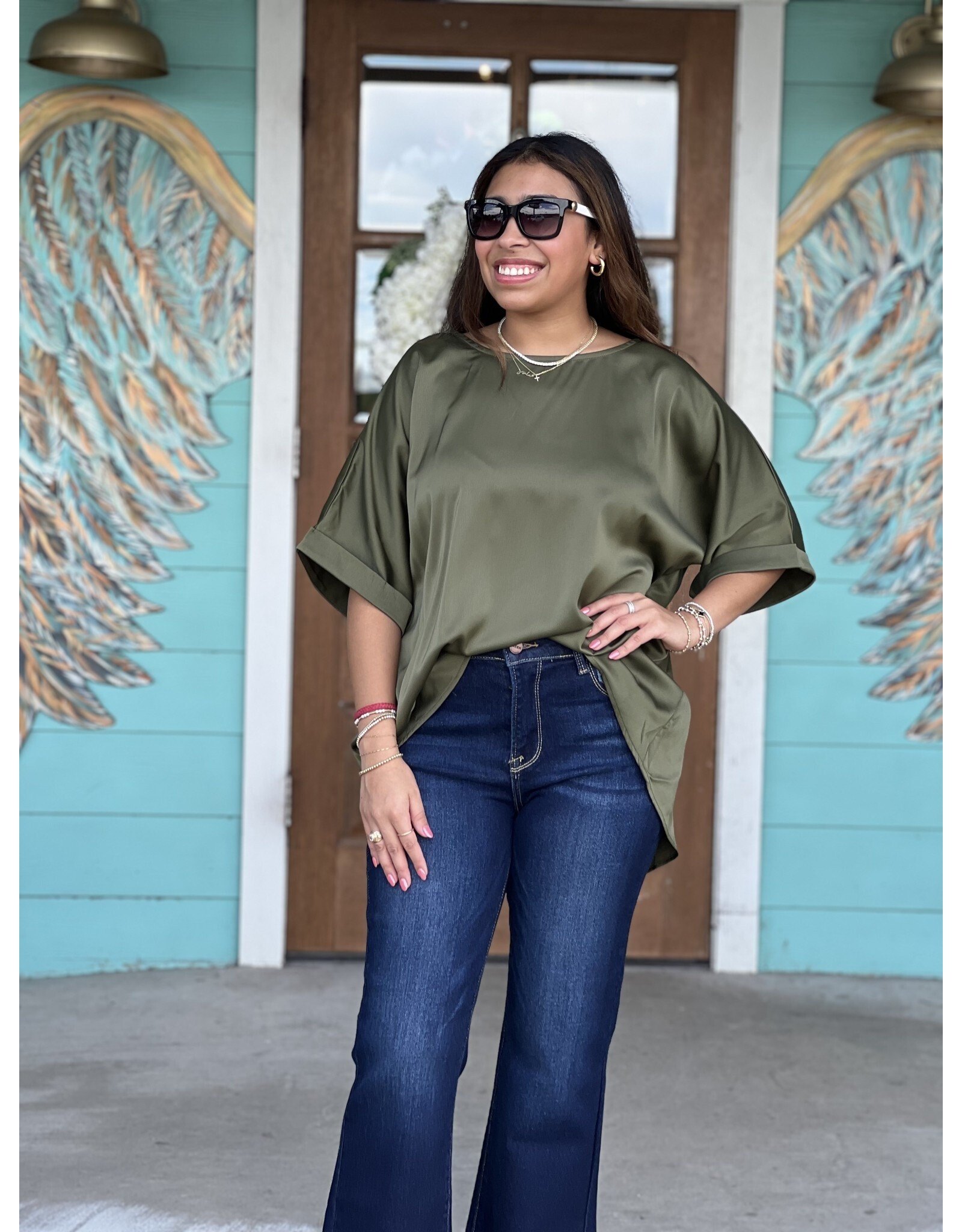 Olive Olivia Satin Top