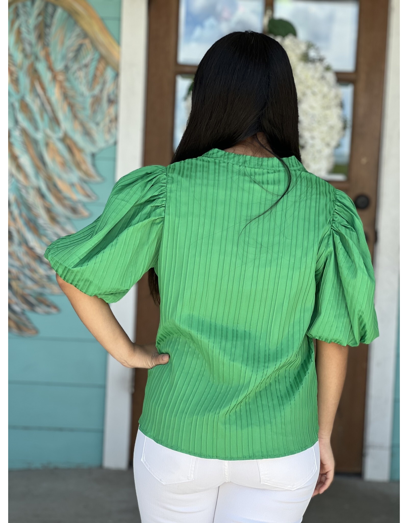 Kelly Green Isabella Puff Sleeve Top