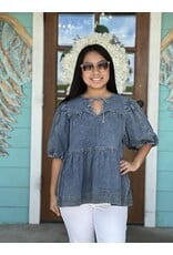 Denim Tiered Detail Top