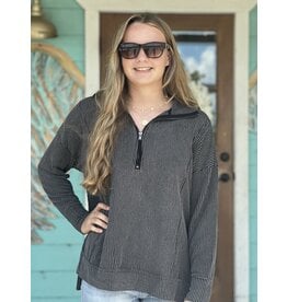 Charcoal Half Zip Textured Pullover