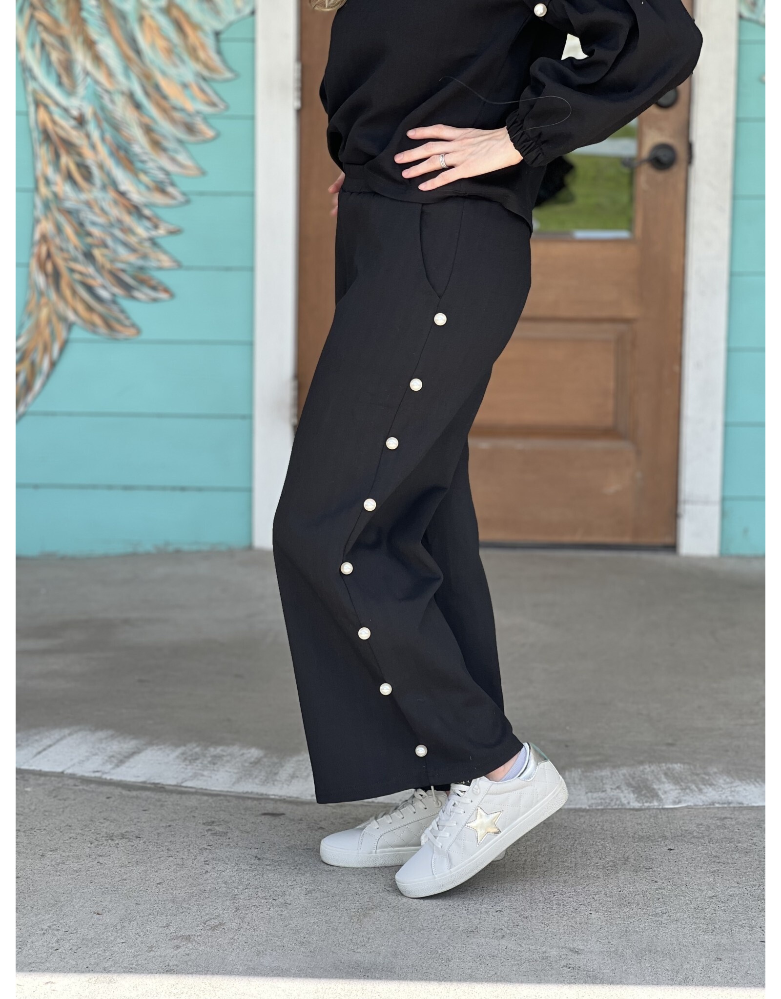 Black Pearl Detail Pants