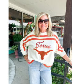 Queen of Sparkles Burnt Orange & White Texas Longhorns Sweater