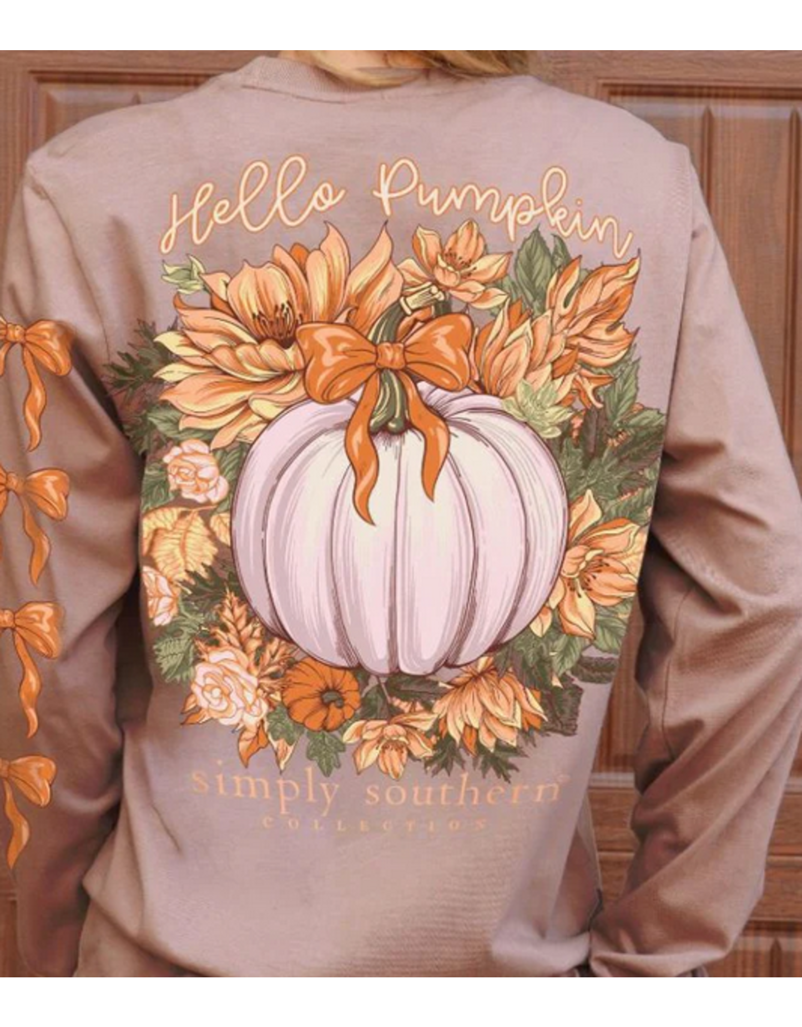 Simply Southern Pumpkin Long Sleeve Taupe Tee