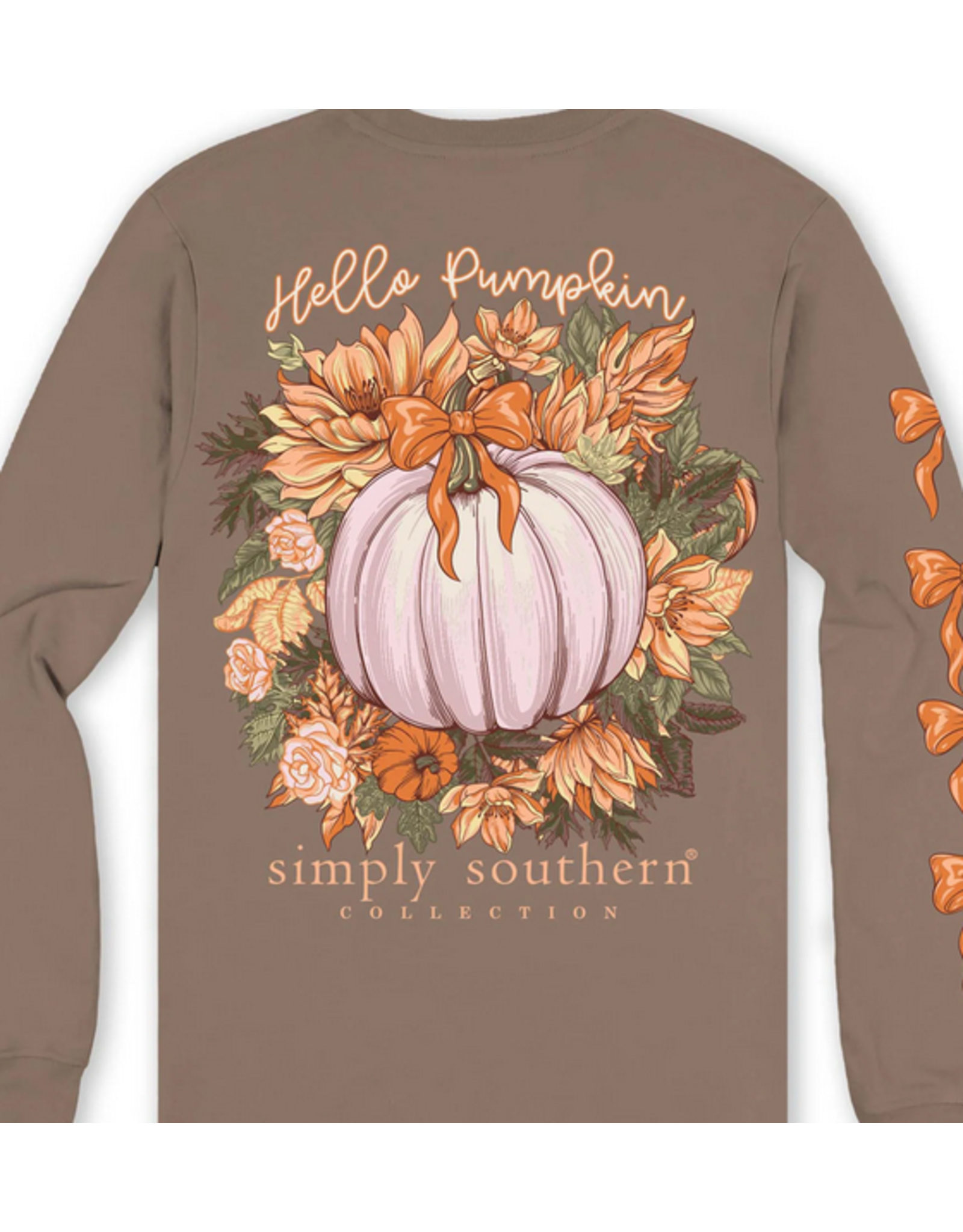 Simply Southern Pumpkin Long Sleeve Taupe Tee