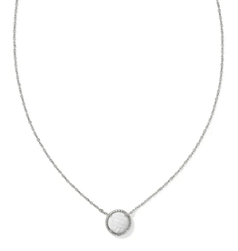 Kendra Scott Volleyball Pendant Neckalce Rhod White MOP