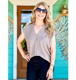 Mocha Sparkle V-Neck Top