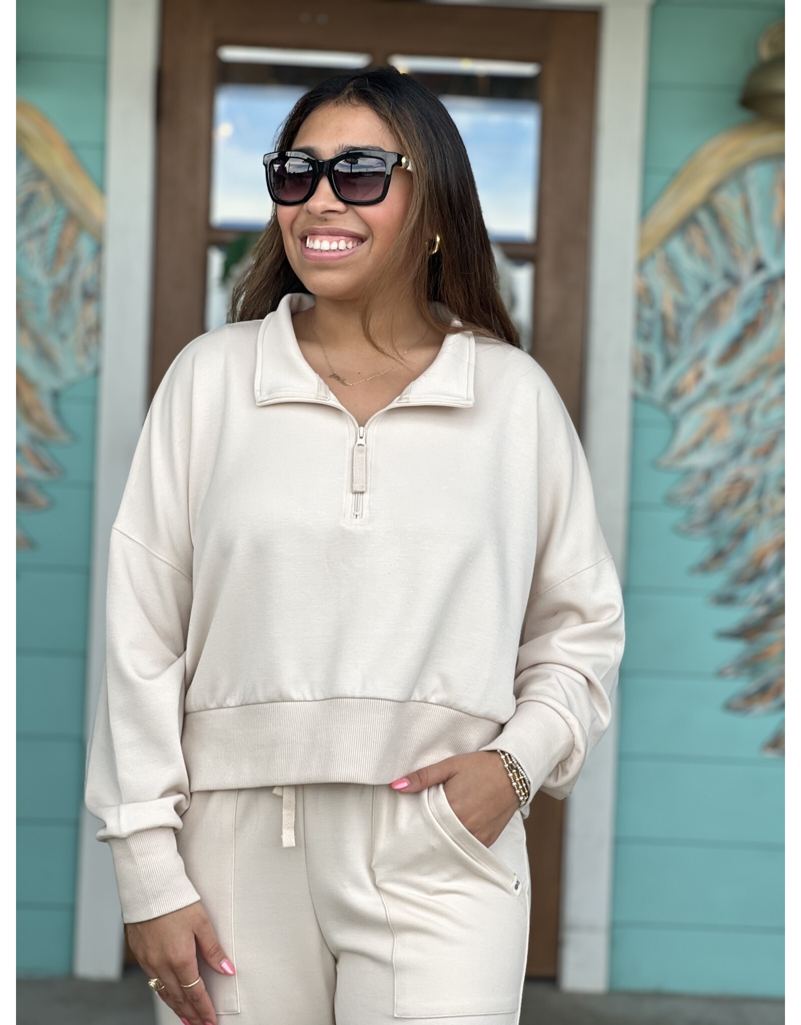 Simply Southern Soft Cream Quarter Zip Pullover