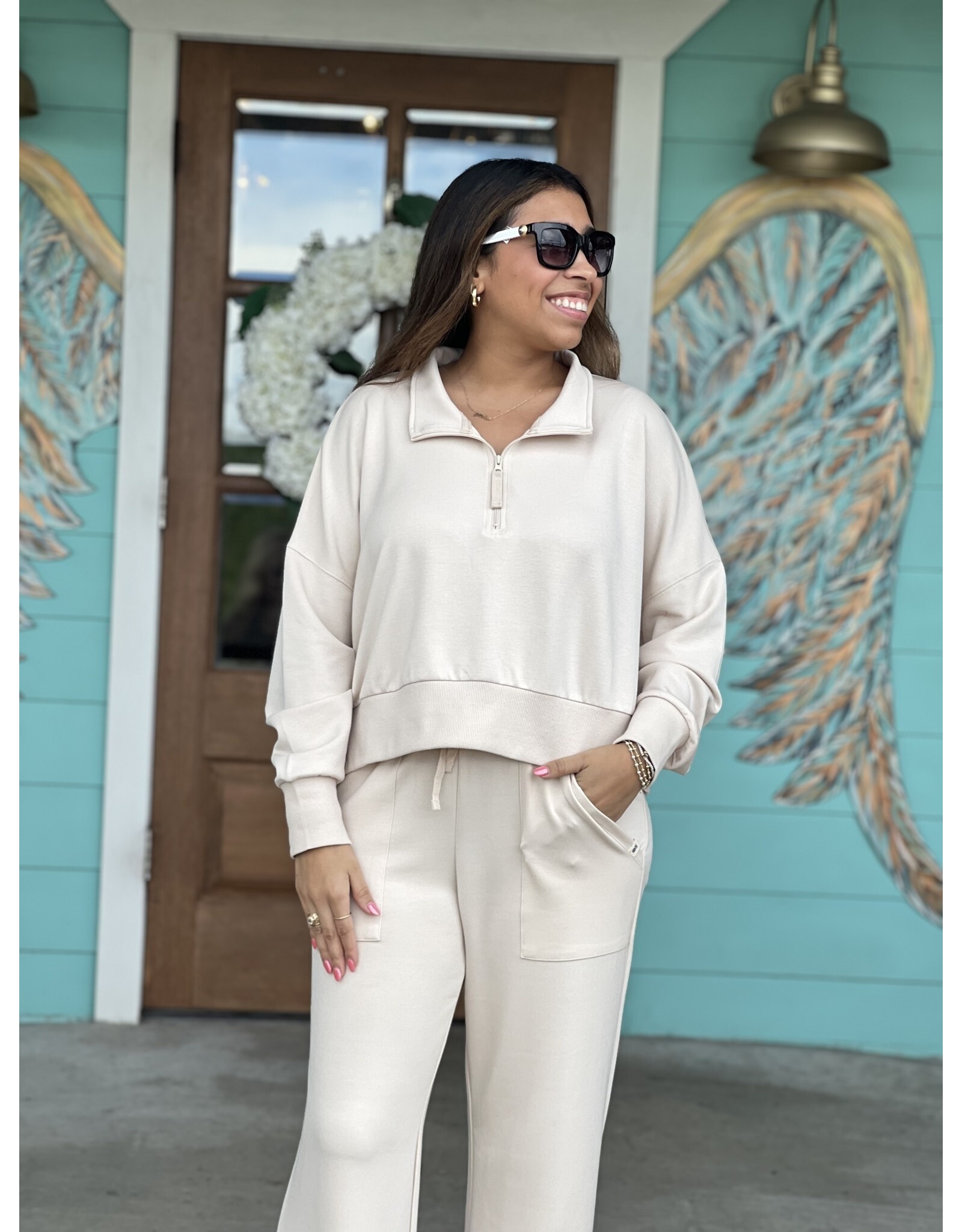 Simply Southern Soft Cream Quarter Zip Pullover