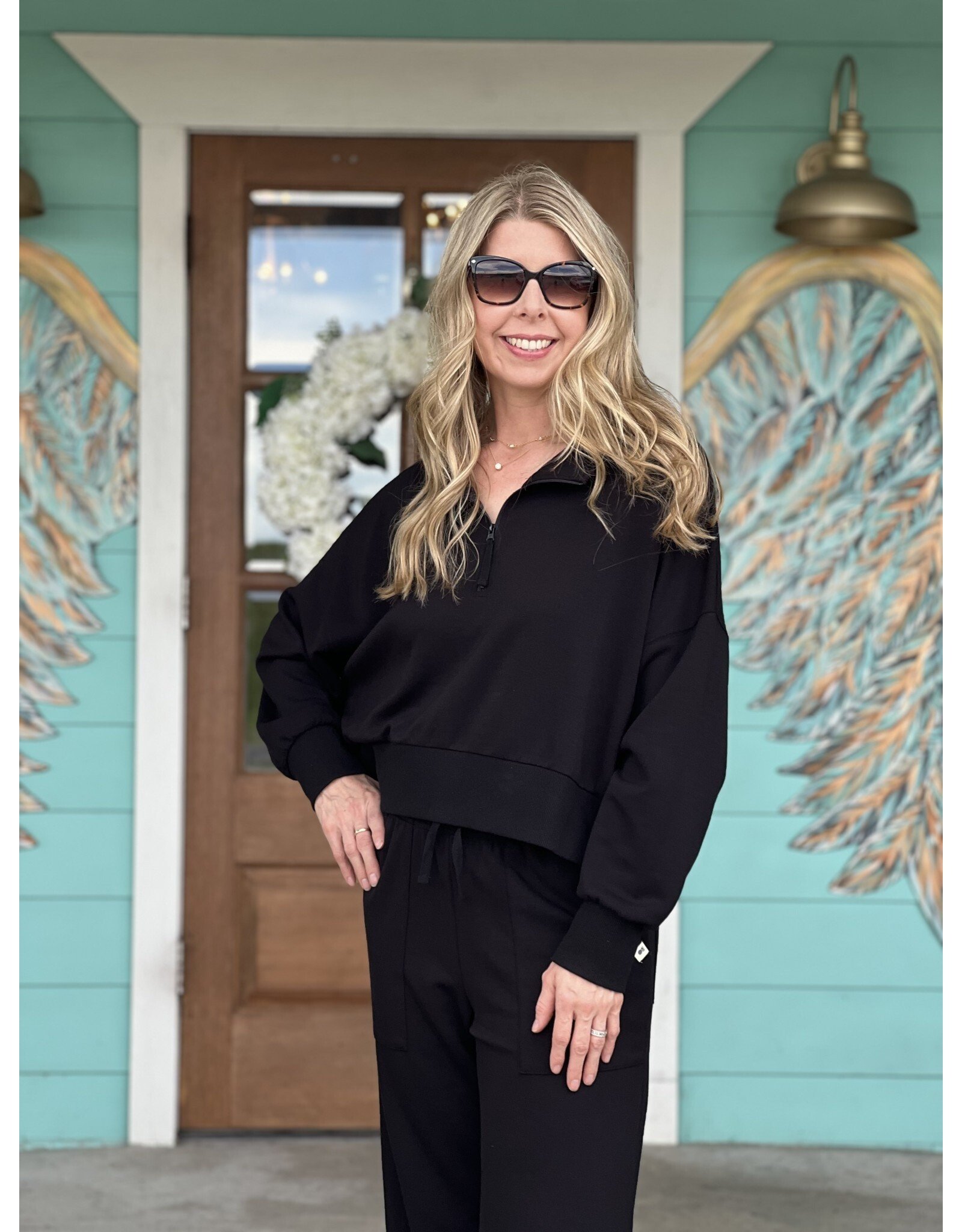 Simply Southern Jet Black Quarter Zip  Pullover