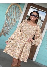 Tan Floral Babydoll Dress