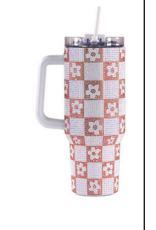 Simply Southern Rhinestone 40oz Tumbler- White Check