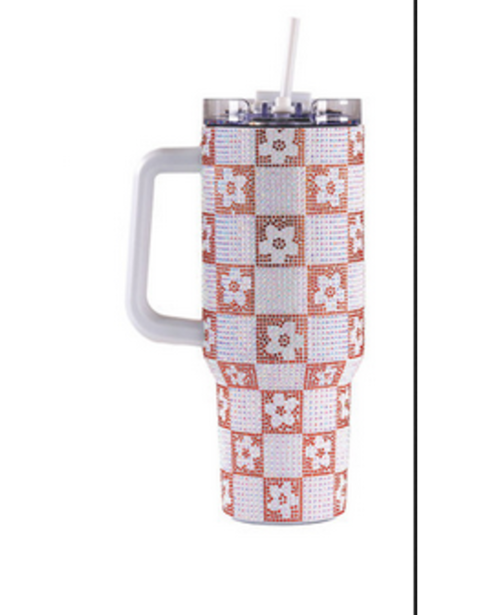 Simply Southern Rhinestone 40oz Tumbler- White Check