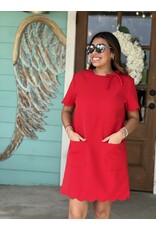 Red Scallop Mini Dress