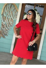 Red Scallop Mini Dress