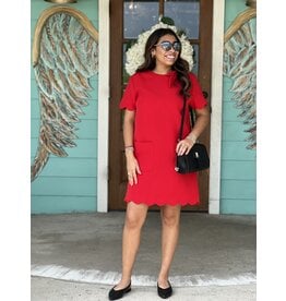 Red Scallop Mini Dress