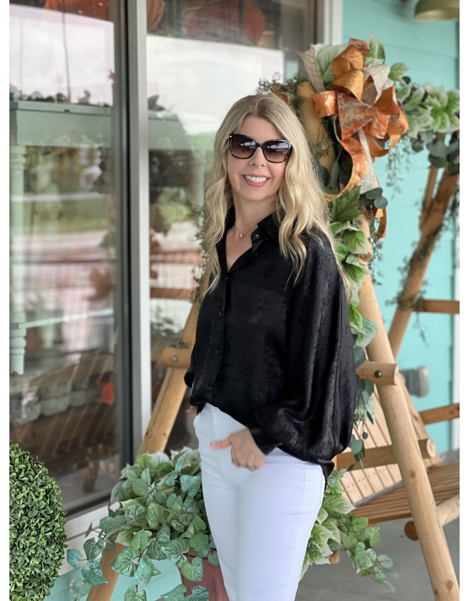 Black Voluminous Sleeve Blouse