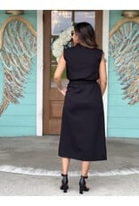 Black Zipper Detail Midi Dress