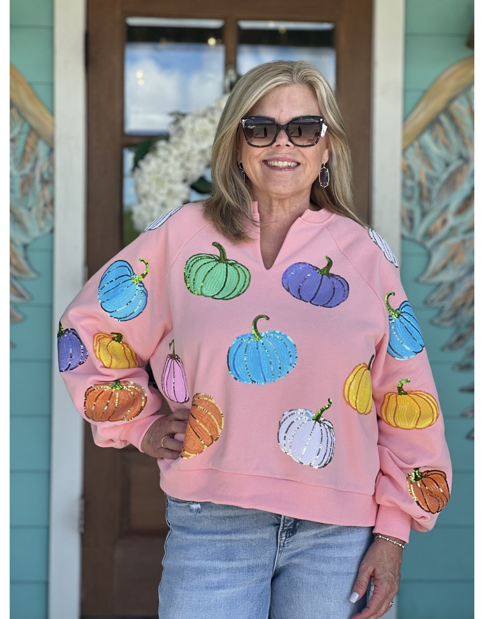 Queen of Sparkles Pink Multi Pumpkin Sweatshirt