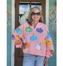 Queen of Sparkles Pink Multi Pumpkin Sweatshirt