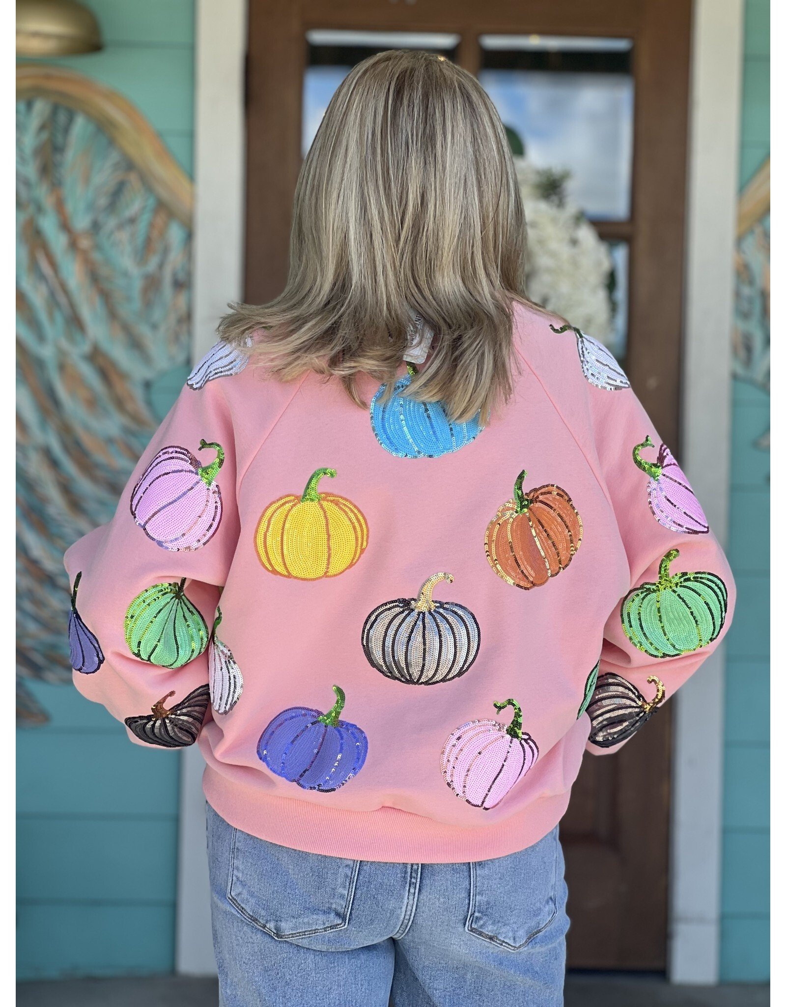 Queen of Sparkles Pink Multi Pumpkin Sweatshirt