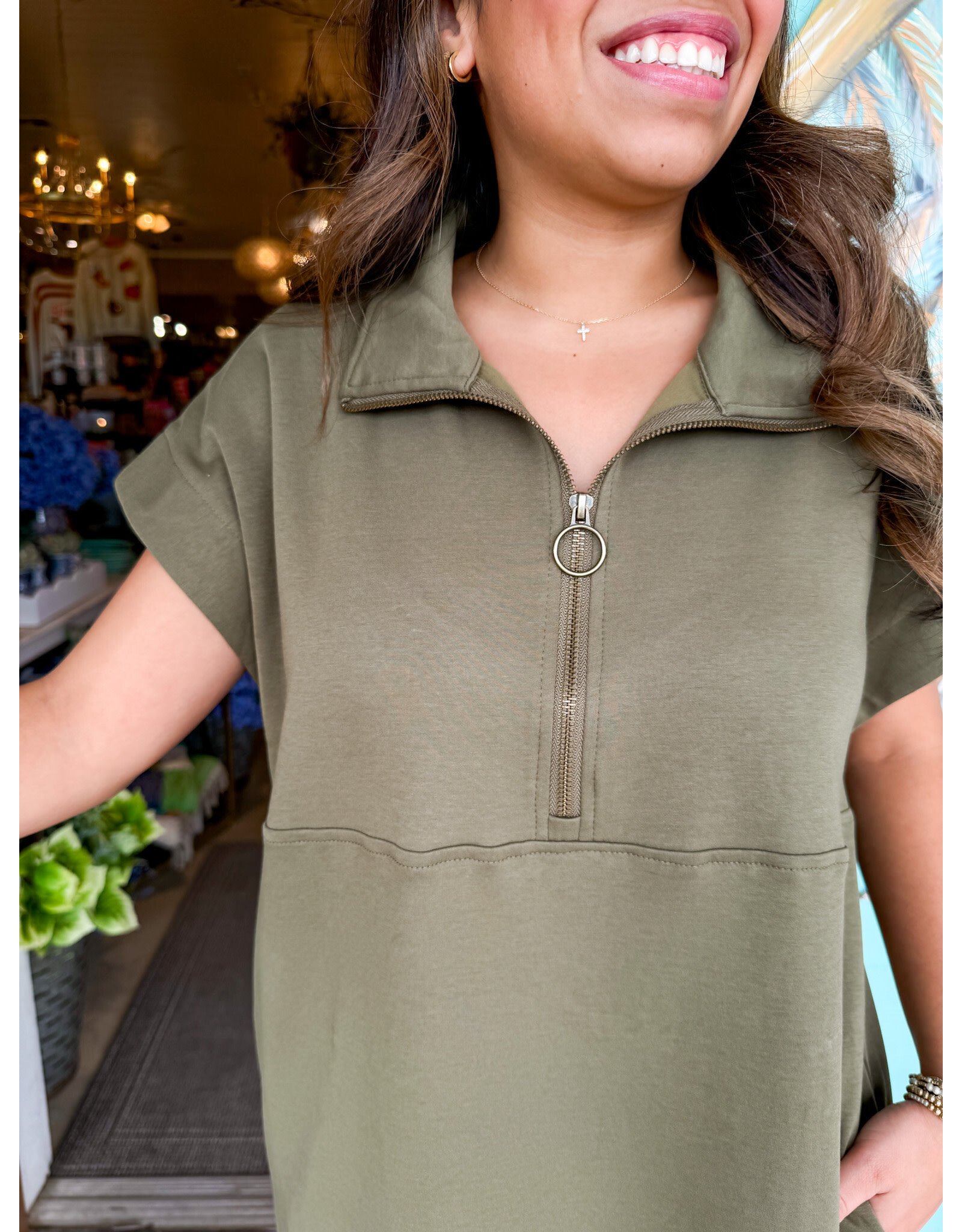 Olive Half Zip Emmie Dress