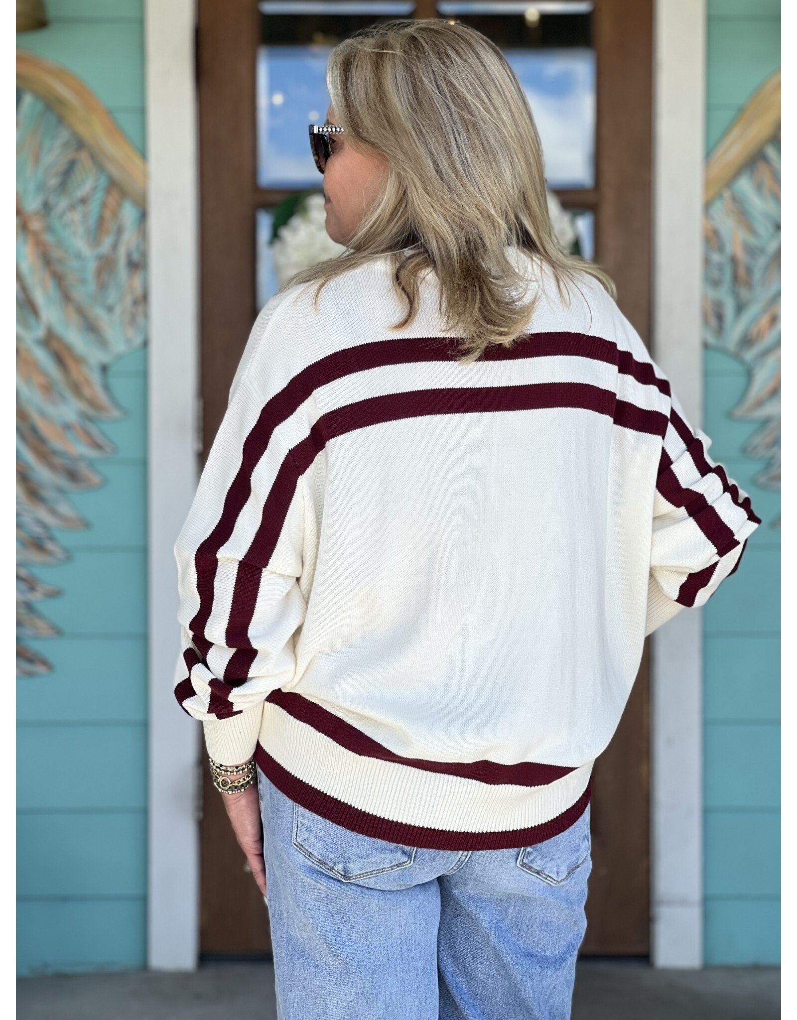 Queen of Sparkles Maroon & White A&M Reveille Sweater