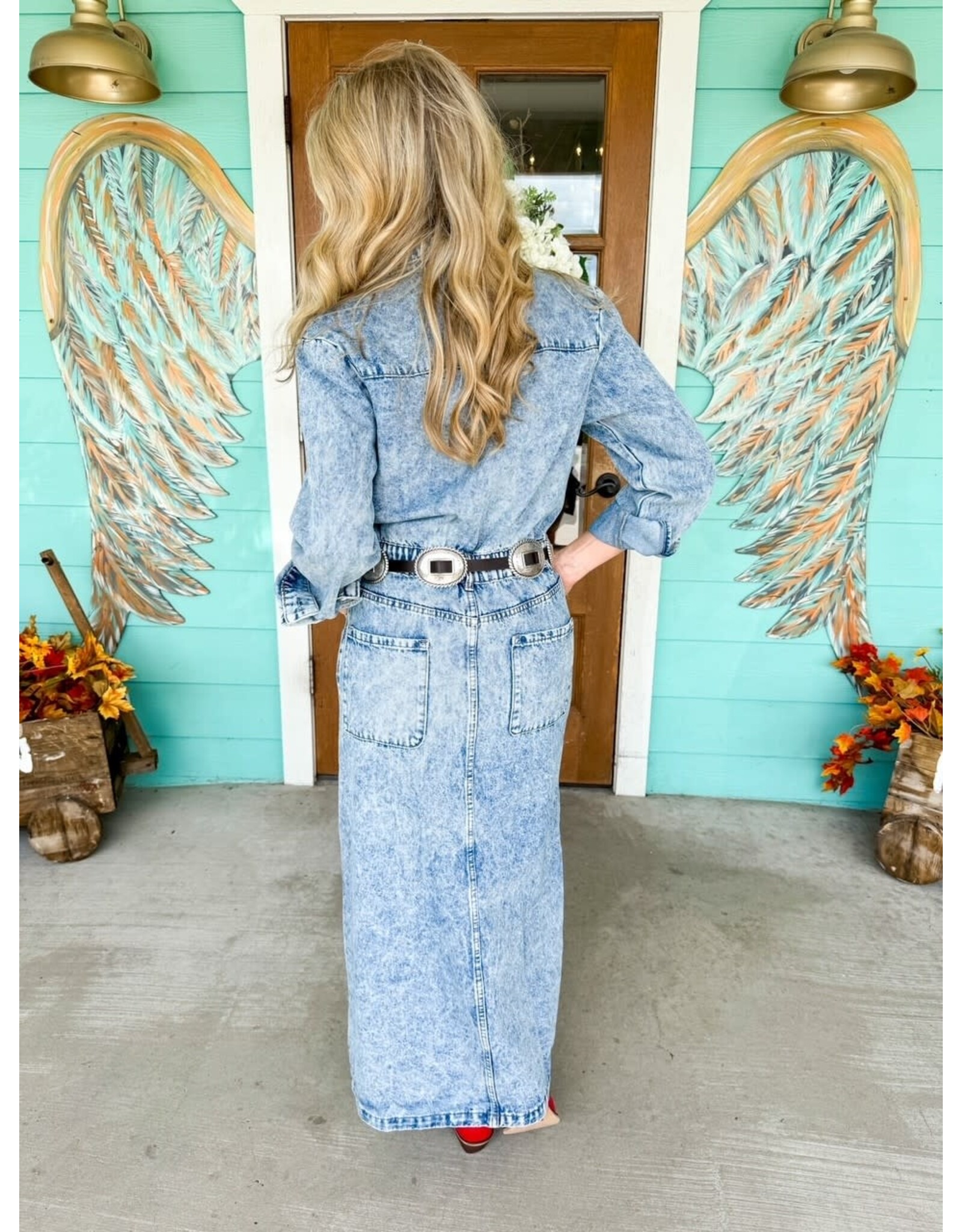 Denim Collar Maxi Dress