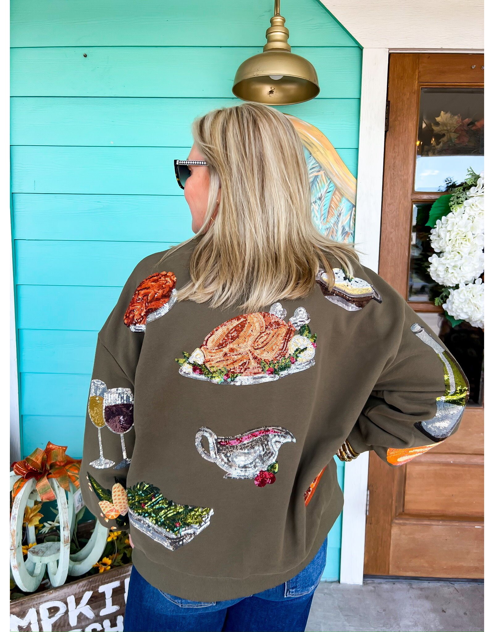 Queen of Sparkles Green Turkey Sweatshirt