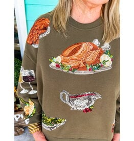 Queen of Sparkles Green Turkey Sweatshirt