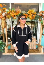 Black & Taupe Long Sleeve Dress