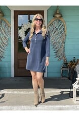 Jenni 2 Button Dress in Navy